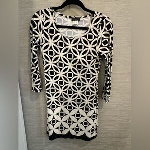 VENUS Black and White Sheath Midi Dress
